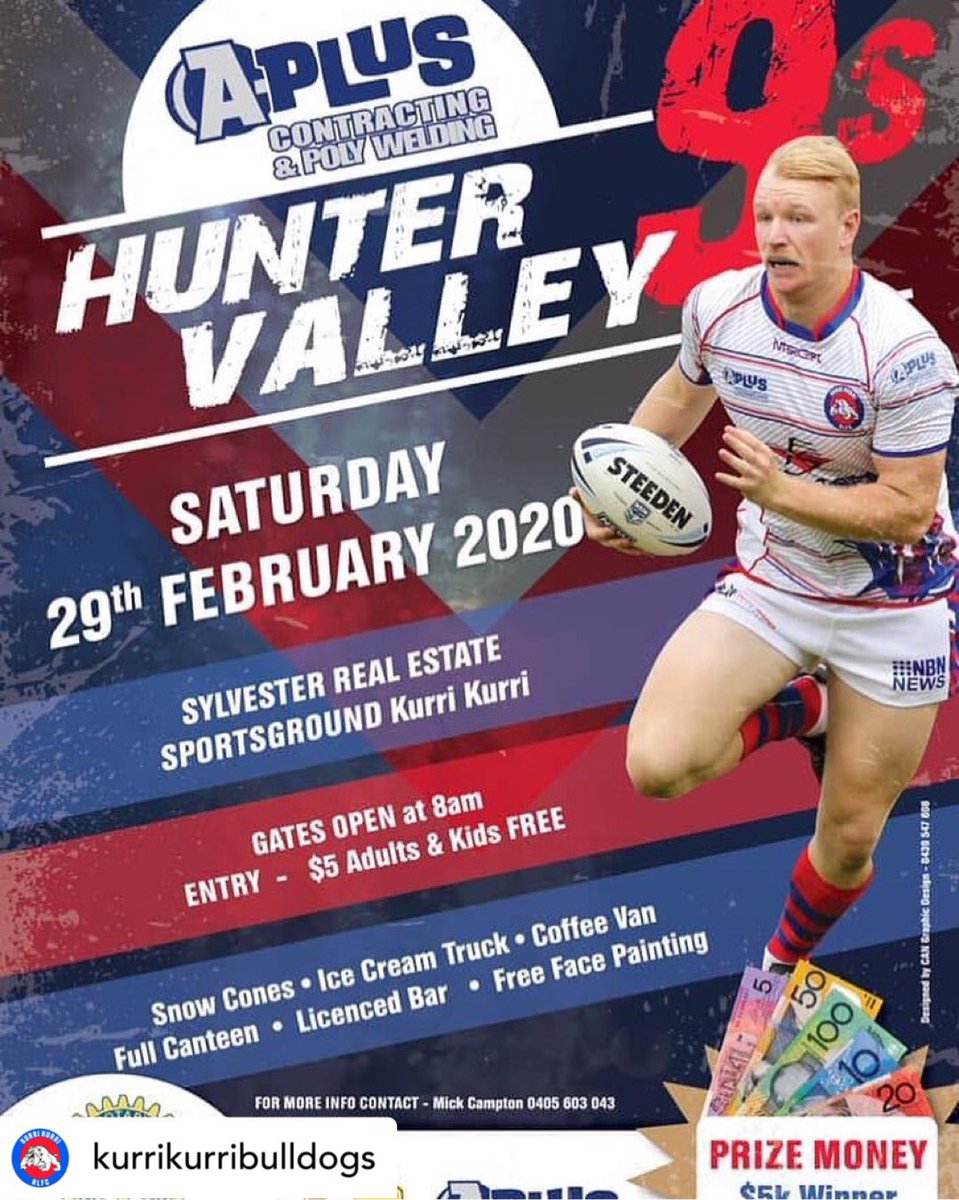 Only 8 Sleeps till the A-Plus Contracting Hunter Valley 9s... who’s ya tip to take it out??? <a href="/hughesearth/">Andrew s Hughes</a> <a href="/NewcastleRL/">Newcastle RL</a> <a href="/MaitlandMercury/">MaitlandMercury</a>