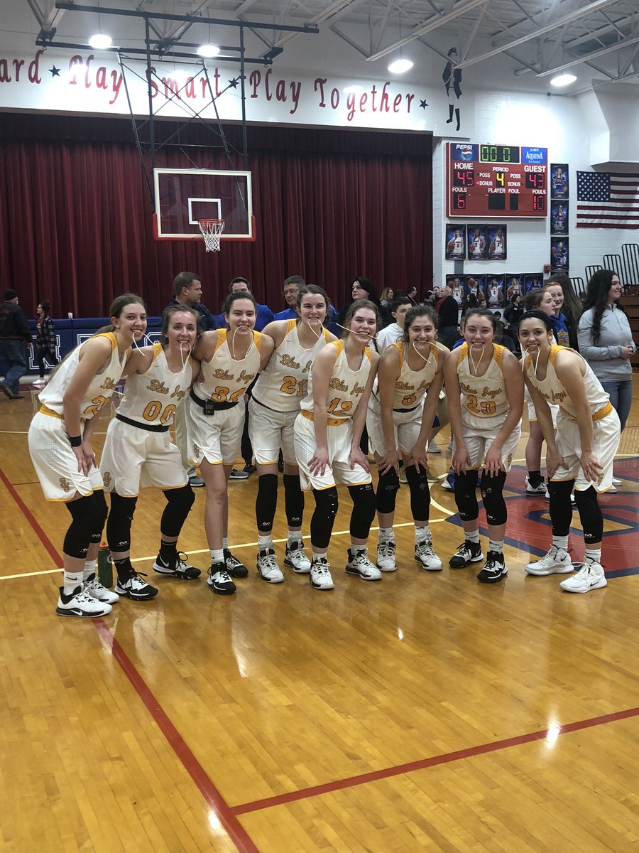 DSJStudents's tweet photo. The Lady Blue Jays are Sectional Champs! The Jays defeated McComb tonight 45-43! A big congratulations to Senior, Aubrie Friemoth on breaking the school record for the most 3’s in a season! Great game girls! #sectionalchamps #ladyjays https://t.co/LXlHSalbD7