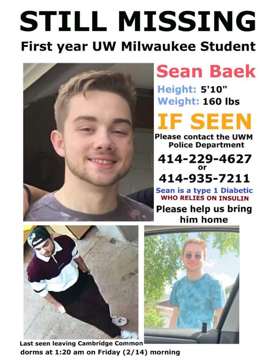 RobinKop's tweet photo. @MilwaukeePolice Please help us find Sean! #FindSeanBaek 
#Milwaukee #Rockford #Chicago https://t.co/A0U3ilFX9F