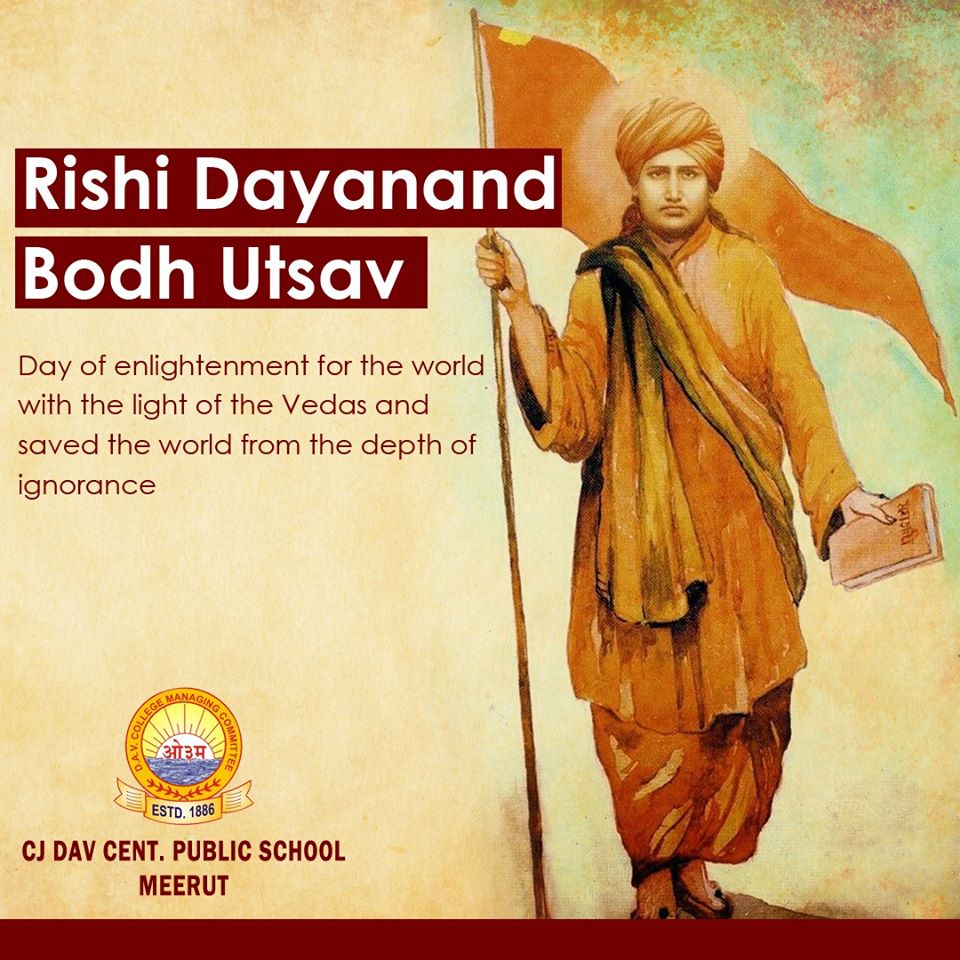 DAVMeerut's tweet photo. Today happens to be Maharishi Dayanand Bodh Utsav, The day of enlightenment for Maharishi Dayanand Saraswati(Indian Philosopher and Founder of the Arya Samaj).

#RishiDayanandBodhUtsav #FounderOfAryaSamaj #Philosopher #AryaSamaj #VedicValues #CJDAV #Meerut https://t.co/kiY4MJnOWy
