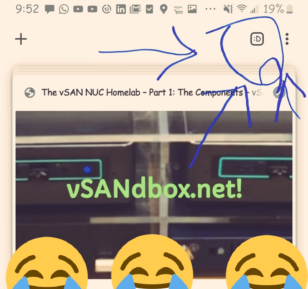 DannyBustillos1's tweet photo. So apparently this 😀 happens when you have over 100 #Chrome tabs open on your phone. #help #ihaveaproblem https://t.co/suRa5yIdSy