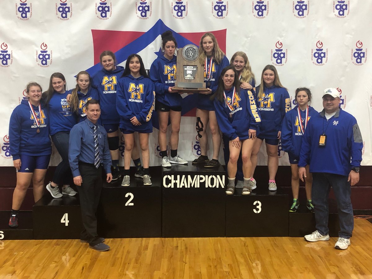 MHBombersAD's tweet photo. In the first ever Girls Wrestling State Championship (all classifications), the Lady Bombers were State Runner-Up. What an accomplishment for these athletes and coaches! #gobombers https://t.co/4UIaOwOrji