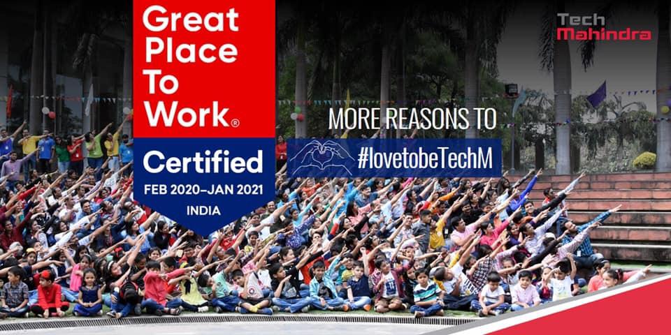TechMJosh's tweet photo. One more reason added to our #Ekatvam20 Celebrations @tech_mahindra .
As we earned the prestigious ⁦@GPTW_India⁩ #GreatPlaceToWork certification for being an employer of choice, we thank each associate for this achievement. Always #LoveToBeTechM #JoshHyd https://t.co/mZWnWqBCS2