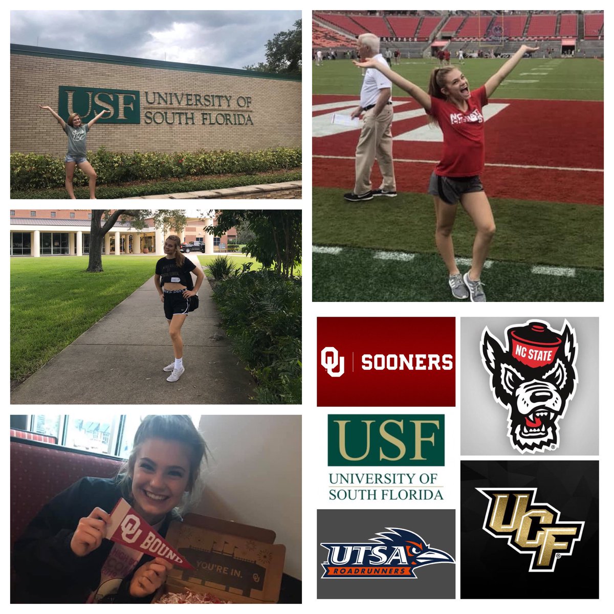 GracieMabrey's tweet photo. She got into all five!! Super proud❤️ Now comes decision time! #cheerrecruit #fiveforfiveisagreatday #IknowwhereIwanthertogo #shegotintomydreamschool https://t.co/8vuJGOxOGA
