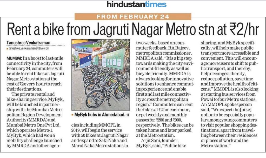 tanushreevenkat's tweet photo. #Mumbai, you can rent a cycle from Jagruti Nagar #metro station starting Feb 24, Saki naka and Marol naka stations in next two weeks. https://t.co/UZeZRsgY7W https://t.co/dIBsEQ2Z7m