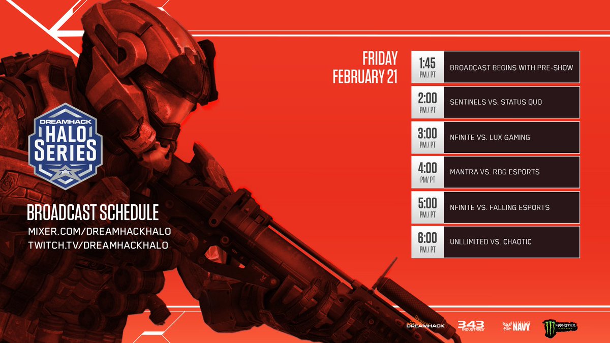 HCS's tweet photo. The first-ever @Halo PC LAN event kicks off today at 2pm PT / 4pm CT. Join us as Halo's top competitors throw down in Halo: Reach for $50,000!

Watch the @DreamHackHalo Series live from Anaheim at https://t.co/BQUAL2FVJ5 &amp; https://t.co/ZtmQahDYLz. https://t.co/2DcqL1TEO3
