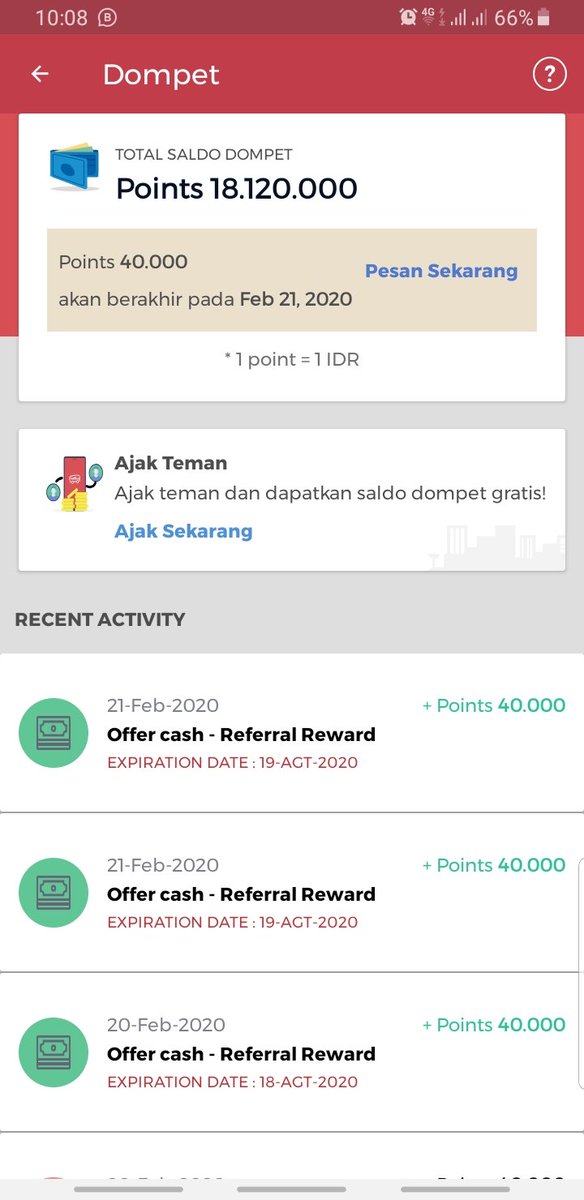 Jumat berkah: Saya ada poin redbus misal ada yang mau trip, mau dpt potongan diskon bisa DM.
Kota Asal dan Tujuan:
Tanggal keberangkatan :

Ini cuma diskon jadi ga bisa full pake poin.
Krn poin tidak bisa dicairkan jadi dihibahkan saja 😁👍