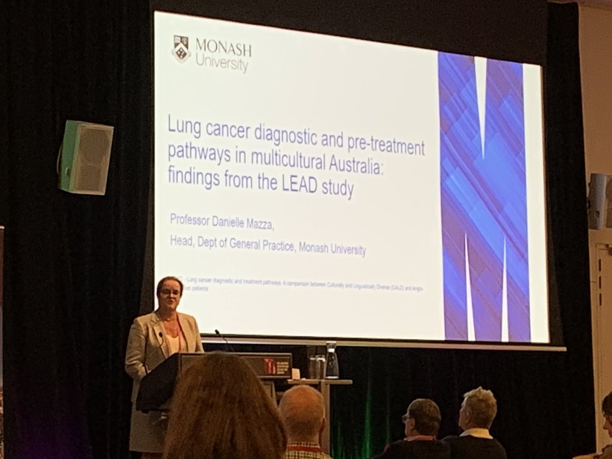 PaigeDruce's tweet photo. Great presentation on the @PC4TG supported LEAD study by @Danielle_Mazza - data trends show some diagnostic intervals are longer for CALD patients with #lungcancer #ALCC2020 https://t.co/sR8kqraL0q
