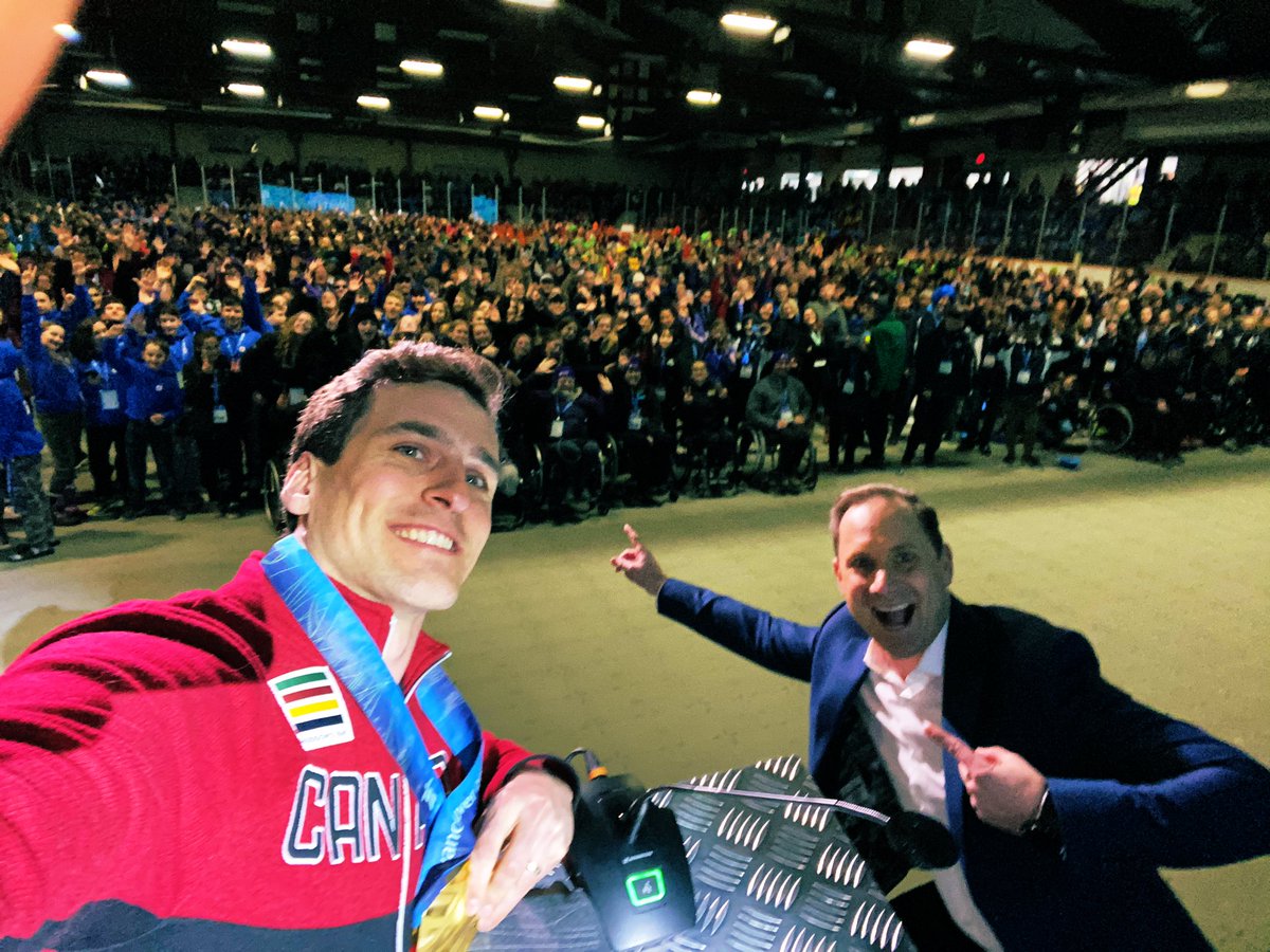 PaulHaysom's tweet photo. What a kickoff to the @BCGames1! Nice work #FortSaintJohn for the electric opening ceremony - now lets have an amazing #BCWinterGames. Here’s a selfie with @Denny_Morrison and 2000+ of our closest friends #WeAreNorth https://t.co/OK0Cq9gW6Q