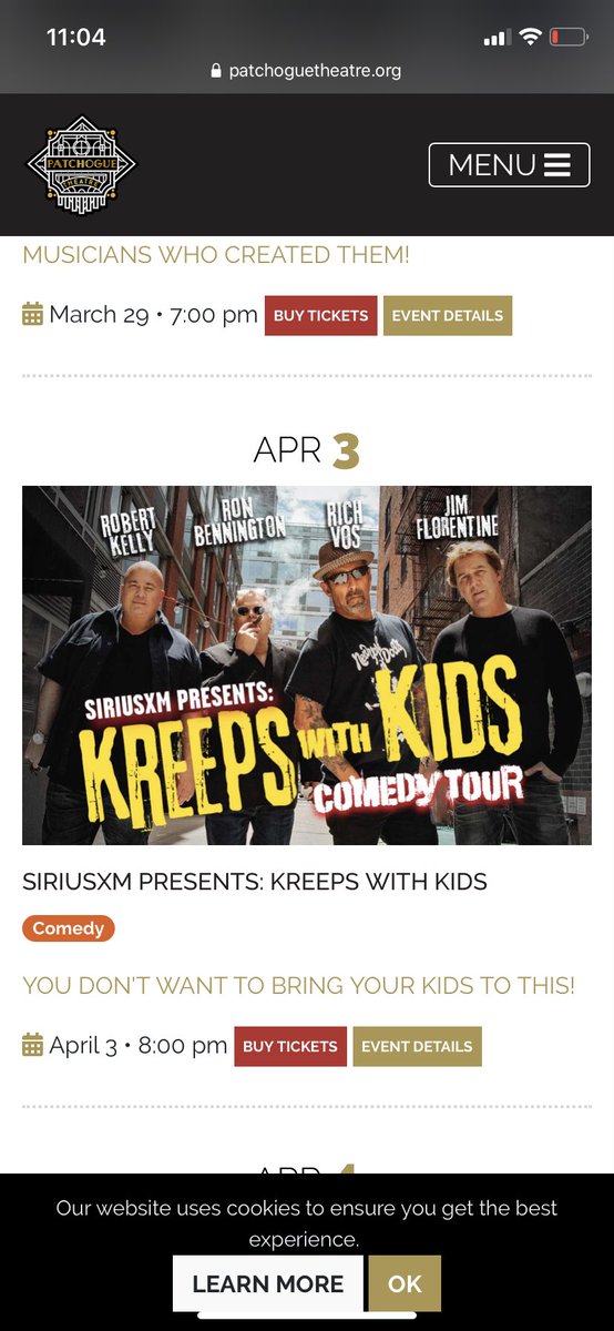 <a href="/RichVos/">RichVos</a> <a href="/KreepsWithKids/">Kreeps With Kids Tour</a> <a href="/GramercyTheatre/">Gramercy Theatre</a> <a href="/CabotTheater/">Cabot Theater</a> <a href="/BorgataAC/">BORGATA</a> <a href="/MoontowerComedy/">Moontower Comedy</a>