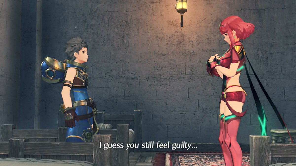 I'm a big fan of the Rex and Homura scenes in this game and one of the big reasons is because of how much of a lovable dork Rex is in them. This scene is especially nice since Chapter 4 has a pretty sad start.  #Xenoblade2