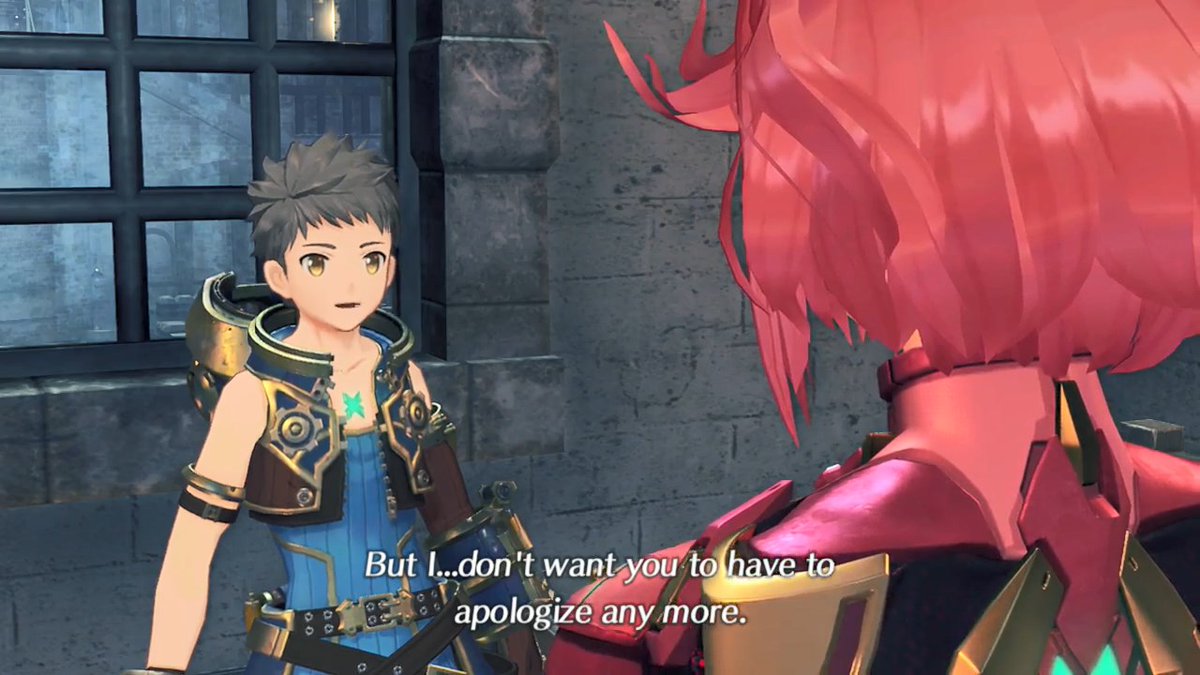 I'm a big fan of the Rex and Homura scenes in this game and one of the big reasons is because of how much of a lovable dork Rex is in them. This scene is especially nice since Chapter 4 has a pretty sad start.  #Xenoblade2