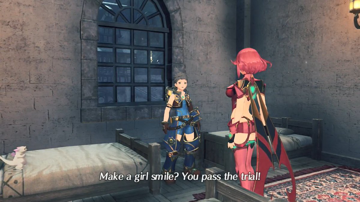 I'm a big fan of the Rex and Homura scenes in this game and one of the big reasons is because of how much of a lovable dork Rex is in them. This scene is especially nice since Chapter 4 has a pretty sad start.  #Xenoblade2