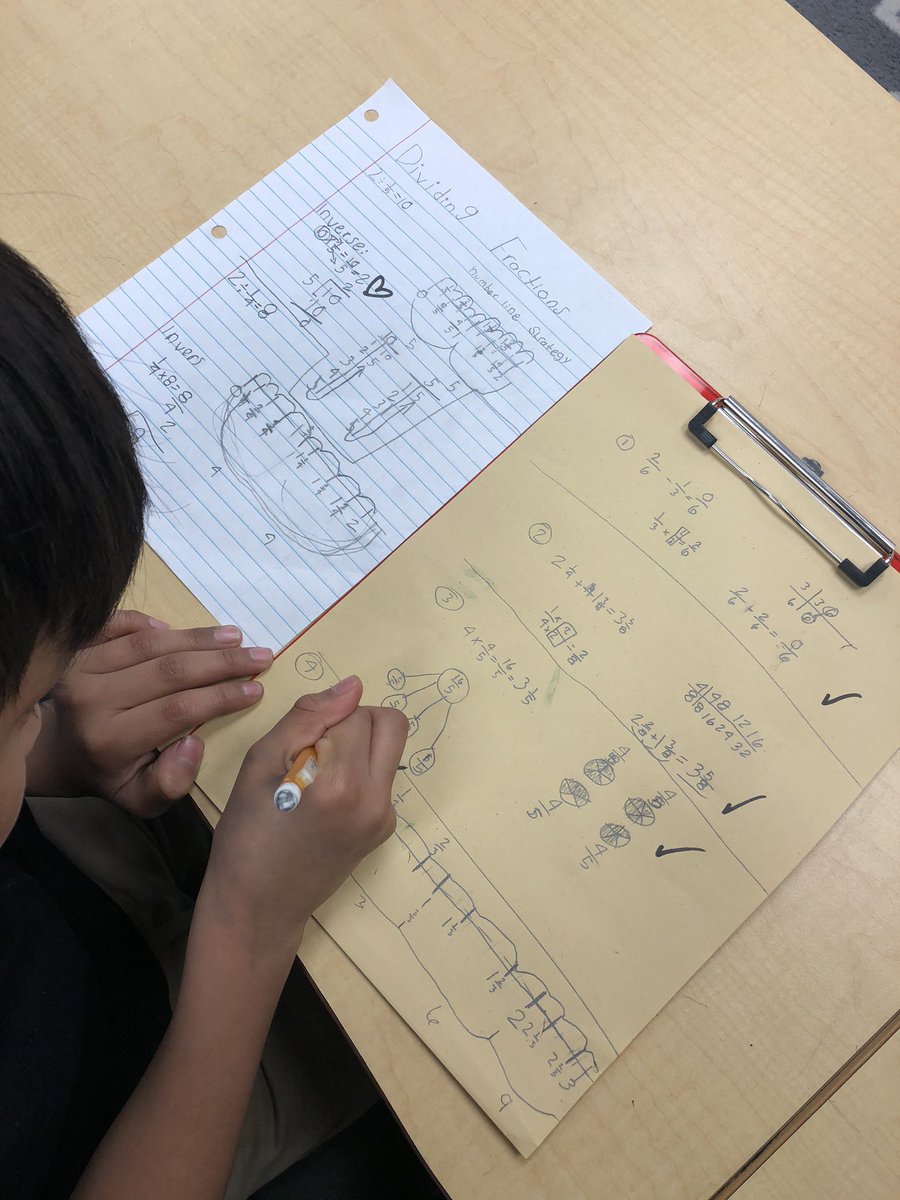 Fraction skills and fantastical problem solving. So proud of how hard students are working to understand ways to conceptually represent all four operations with fractions.