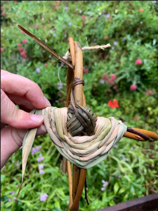 GeraldineBurke2's tweet image. I'm in my happy place!...weaving with willow, red hot pokers, and strappy greens...building #MaterialKnowledge with plants, rain, humidity and seasonal know-how @  #PlantCottage #MelbourneBotanicGardens #basketmaking workshop.