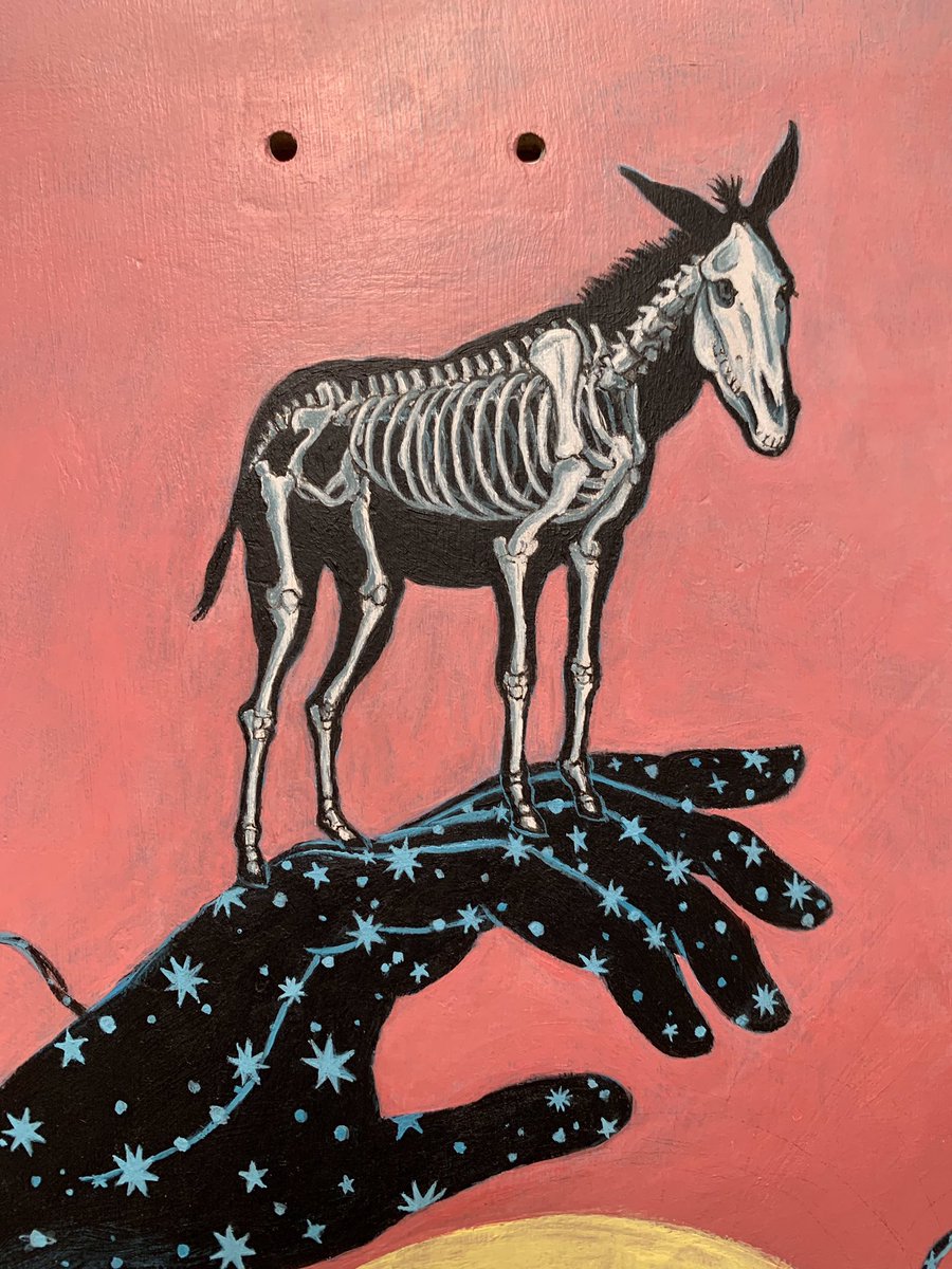 DPgosinski's tweet photo. ‘Deadass on God’ 2, acrylic on a used skate deck. For sale, dm for inquiries #painting #ArtistOnTwitter #artwork #illustration #skateboarding #nyc https://t.co/LJ4rC8Qa9q