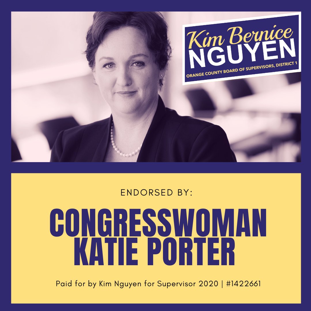 votekimnguyen's tweet photo. What an honor to be endorsed by this Queen!!! #CongresswomanPorter #katieporter #takebackthefirst #inittonguyenit https://t.co/KxnfPEfzde