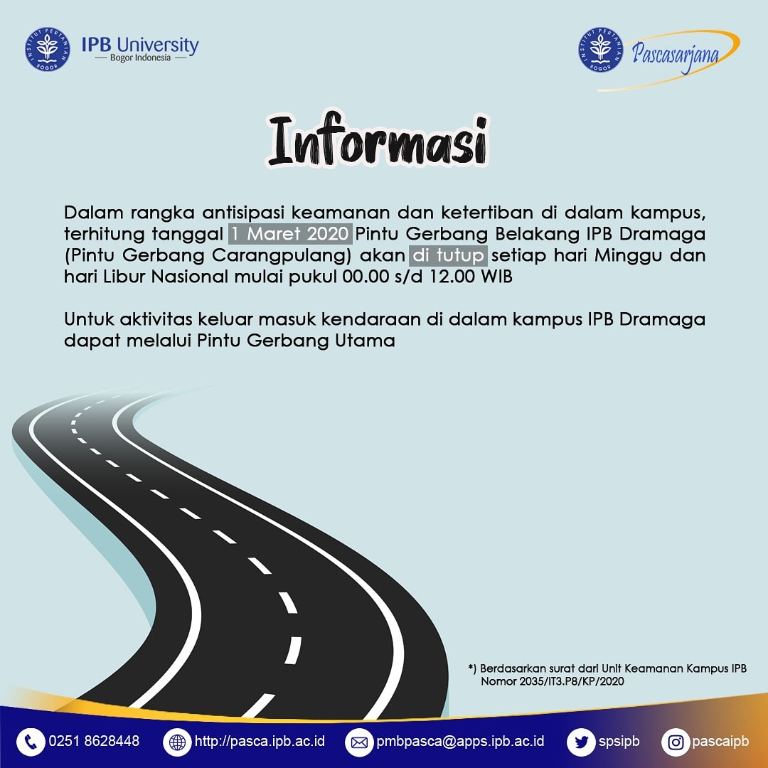 Informasi dari Unit Keamanan Kampus IPB

instagram.com/p/B80WOXXFP9A/…