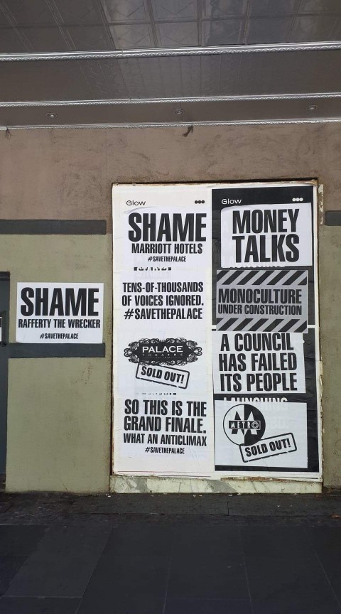 SavethePalace13's tweet photo. #palacetheatre #shame @rwynnemp @HeritageCnclVic @cityofmelbourne  #shamejinshan #shamemarriotthotels #soldout #monoculture https://t.co/nF3LJCqmox