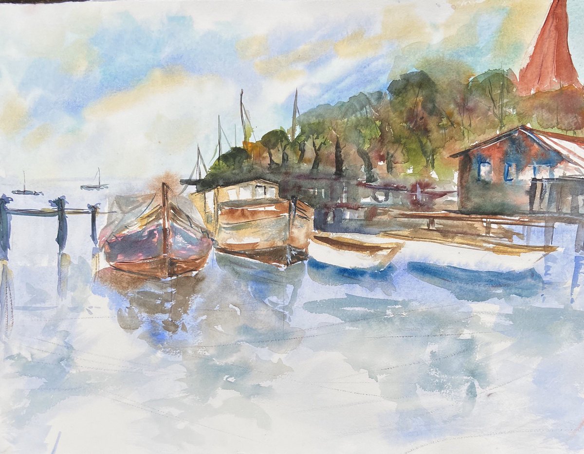 lupusDerWolf's tweet photo. Ostsee Fischerhafen #Inselpoel #wismar #rostock #boltenhagen #darss #watercolor #watercolorartist #watercolorpainting https://t.co/QxG4NL0Zf0
