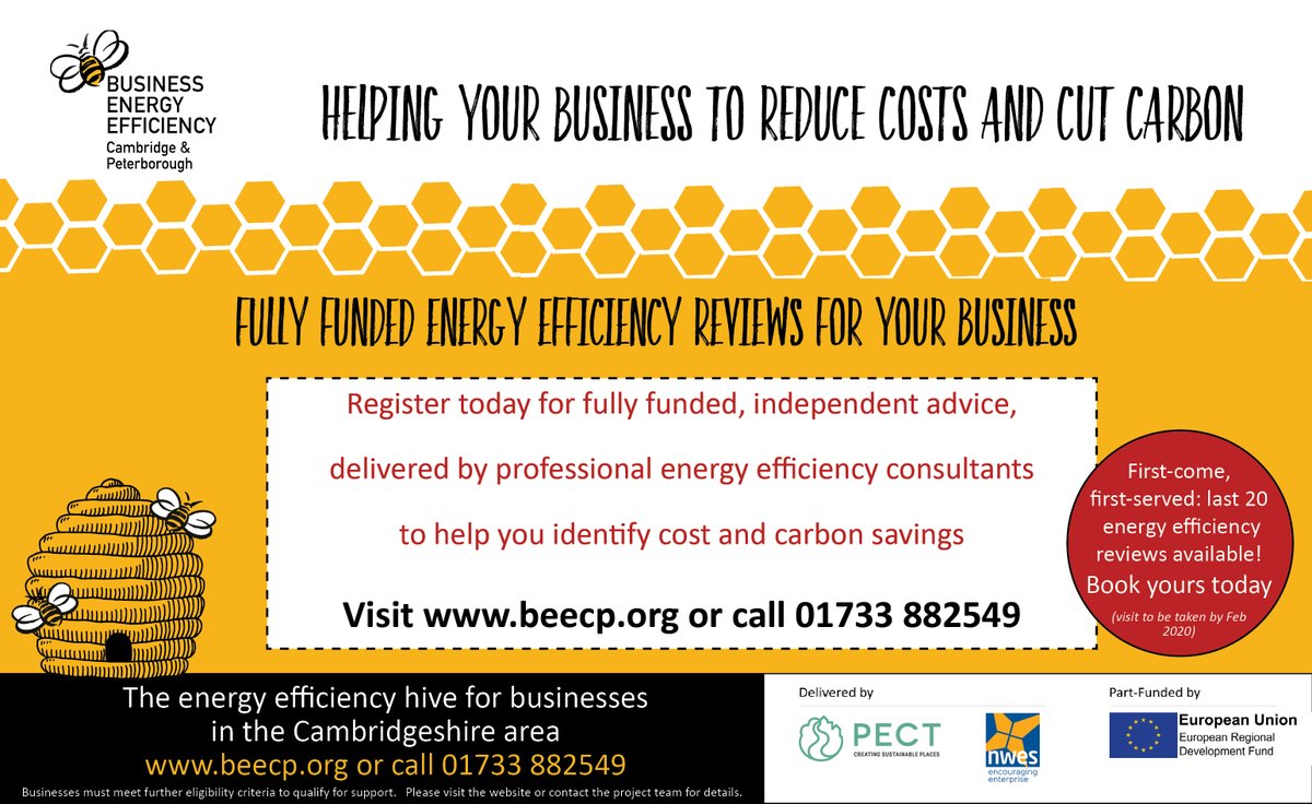Learn how you can improve your working environment for your team, save money and cut carbon - sign up for our FREE #energyefficiency review.  Sign up today whilst they are still available beecp.org/sign-up