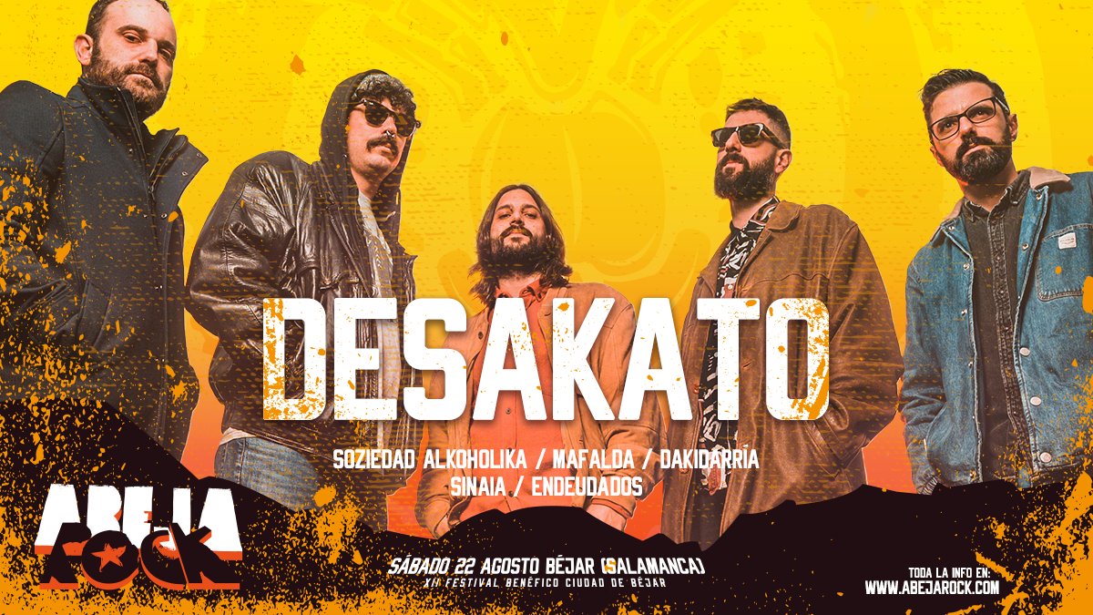 AbejaRockFest's tweet photo. ¡Estamos esperando el AbejaRock 2020 como animales hambrientos! Y cuando @desakatorock 💥 revienten las tablas bejaranas "sentiréis sobre vuestras cabezas el peso de nuestro puño 👊".
🎟️ Pilla tu entrada 👉 https://t.co/AKkXbxcbpc 👈
#Festival #AbejaRock #Desakato #Béjar https://t.co/n5sCLCgaLO