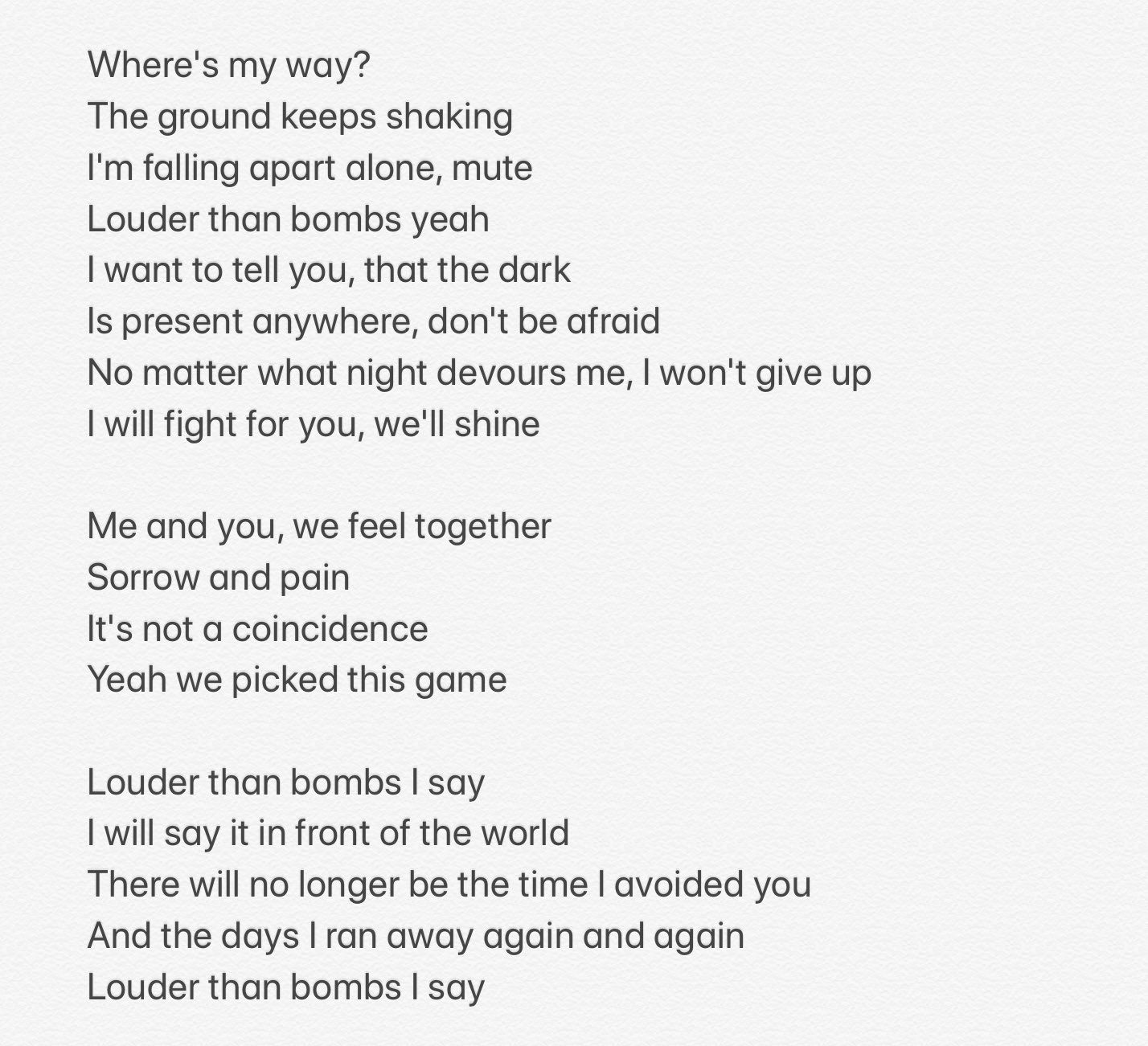 Rin Bts Louder Than Bombs Lyrics English Translation Bts Twt