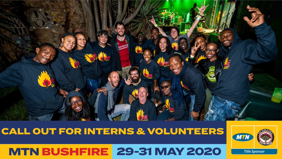MTNBushfire's tweet photo. This is an Open Call for Interns and Volunteers for MTN Bushfire Festival 2020.
For more information on available posts & how to apply, please follow this link: https://t.co/ltkN9AIPqf
For more info, please email info@bush-fire.com
#BRINGYOURFIRE
#GROWYOURFIRE
#BUSHFIRE2020 https://t.co/BanZOJMdXD
