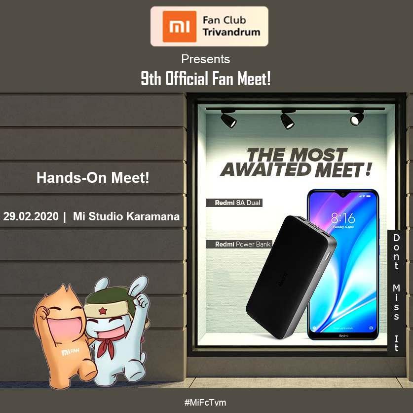 XFCTrivandrum's tweet photo. EXCLUSIVEโผ๏ธ
Mi Fans Trivandrum!๐ข
It's time for the 2nd meet of 2020! Make some noise guys coz we're gonna have Redmi 8A Dual & Redmi Power Banks hands-on meet!๐ฅณ
Come, Join Usโค๏ธ
Details: https://t.co/RSPFUGvlLe
#MiFcTvm @RedmiIndia #DeshKaDumdaarSmartphone #MorePowerToRedmi https://t.co/JBqk9dbx70