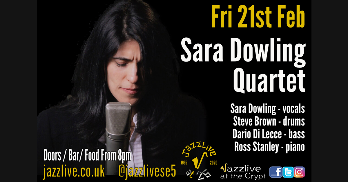 Last chance to get the few remaining tickets for #SaraDowlingQuartet at The Crypt. 

wegottickets.com/event/496712 

Wonderful vocalist &amp; a great band.

#jazzlive #se5 #camberwell #venue #music #bar #food #crypt #jazzlive25 #vocals #piano #drums #bass #jazz #songs #swing #scat #beats