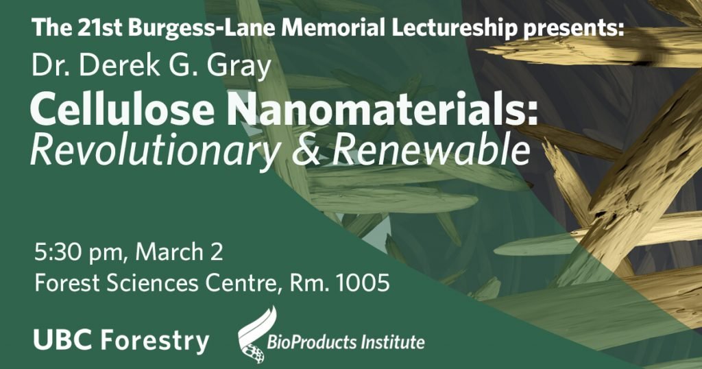 Emily D. Cranston - Research Group (@cranstonlab) on Twitter photo Last day to register for this exciting event is today, Feb 21: ubc.ca1.qualtrics.com/jfe/form/SV_23… !! Looking forward to hosting my PhD advisor, Prof. Derek Gray from <a href="/McGillChemistry/">McGill Chemistry</a> on March 2 for the Burgess Lane lecture in Wood Science @ubcforestry <a href="/UBCBioProducts/">UBC BioProducts Institute</a> Last day to register for this exciting event is today, Feb 21: ubc.ca1.qualtrics.com/jfe/form/SV_23… !! Looking forward to hosting my PhD advisor, Prof. Derek Gray from <a href="/McGillChemistry/">McGill Chemistry</a> on March 2 for the Burgess Lane lecture in Wood Science @ubcforestry <a href="/UBCBioProducts/">UBC BioProducts Institute</a>