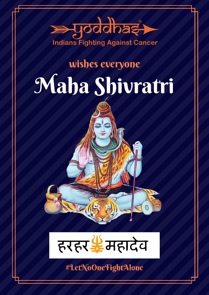 teamyoddhas's tweet photo. May the divine glory remind you of your capabilities. May you be surrounded with his eternal love and strength. Maha Shivratri 2020!
#letnoonefightalone #cancer #cancersurvivor #cancerawareness #cancerfighter #cancerresearch #cancersupport #cancersupportgroup #mentalhealth https://t.co/doVVcnHdZ9