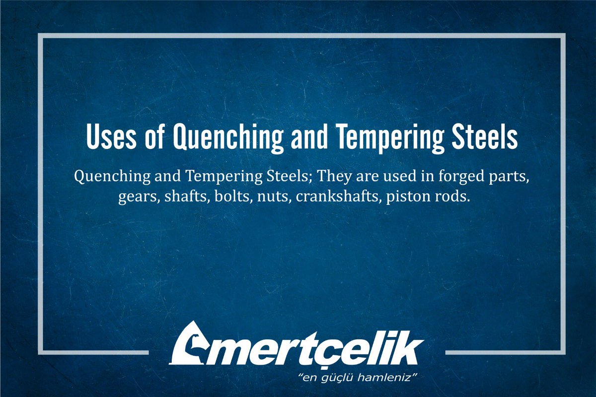 mertcelikmetal's tweet image. Uses of Quenching and Tempering Steels
Quenching and Tempering Steels; They are used in forged parts, gears, shafts, bolts, nuts, crankshafts, piston rods.

#crankshaft #pistonrod #bolt #nuts #gears #forged #forgedsteel #temperingsteel #quenching