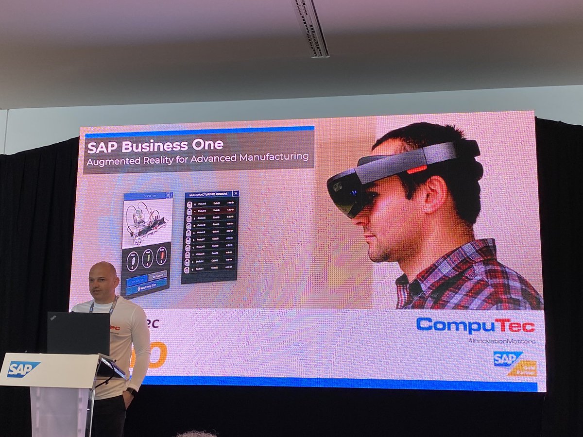 AddOnFactoryNow's tweet image. First up is #CompuTec Holo using @Microsoft #VR glasses #smbsummit2020 #VirtualReality #AugmentedReality #SAPBusinessOne #addonfactory