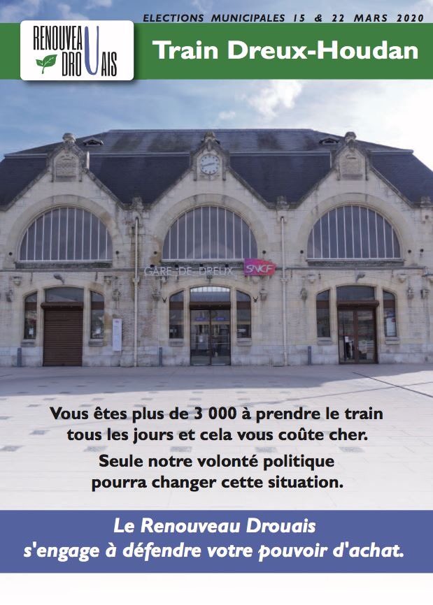 _MaximeDavid's tweet photo. Pour soutenir le pouvoir d'achat de nos navetteurs Drouais-es nous prenons des engagements concrets !  @usagersligneN #RenouveauDrouais  #Municipales2020 #Dreux https://t.co/0war25X16X