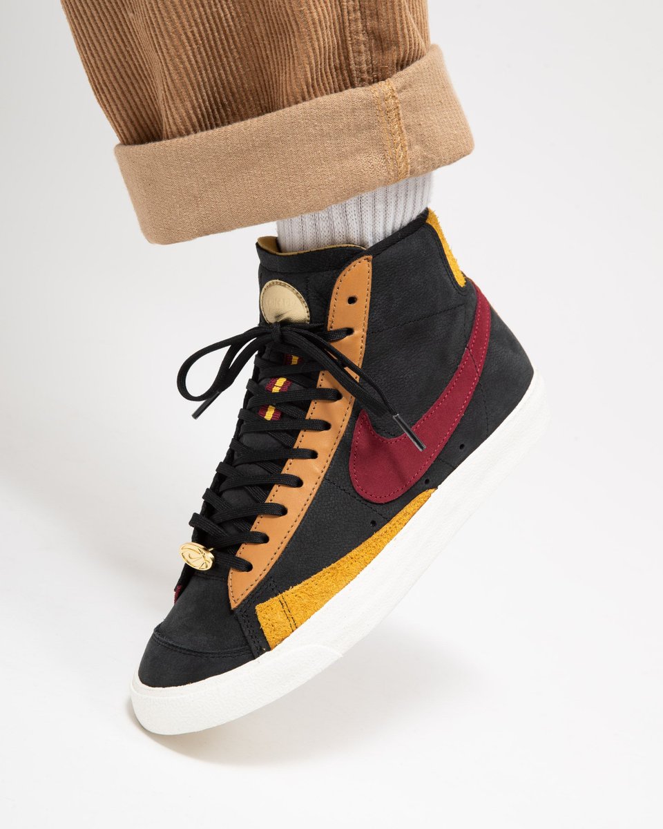 nike blazer mid 77 black team red university gold