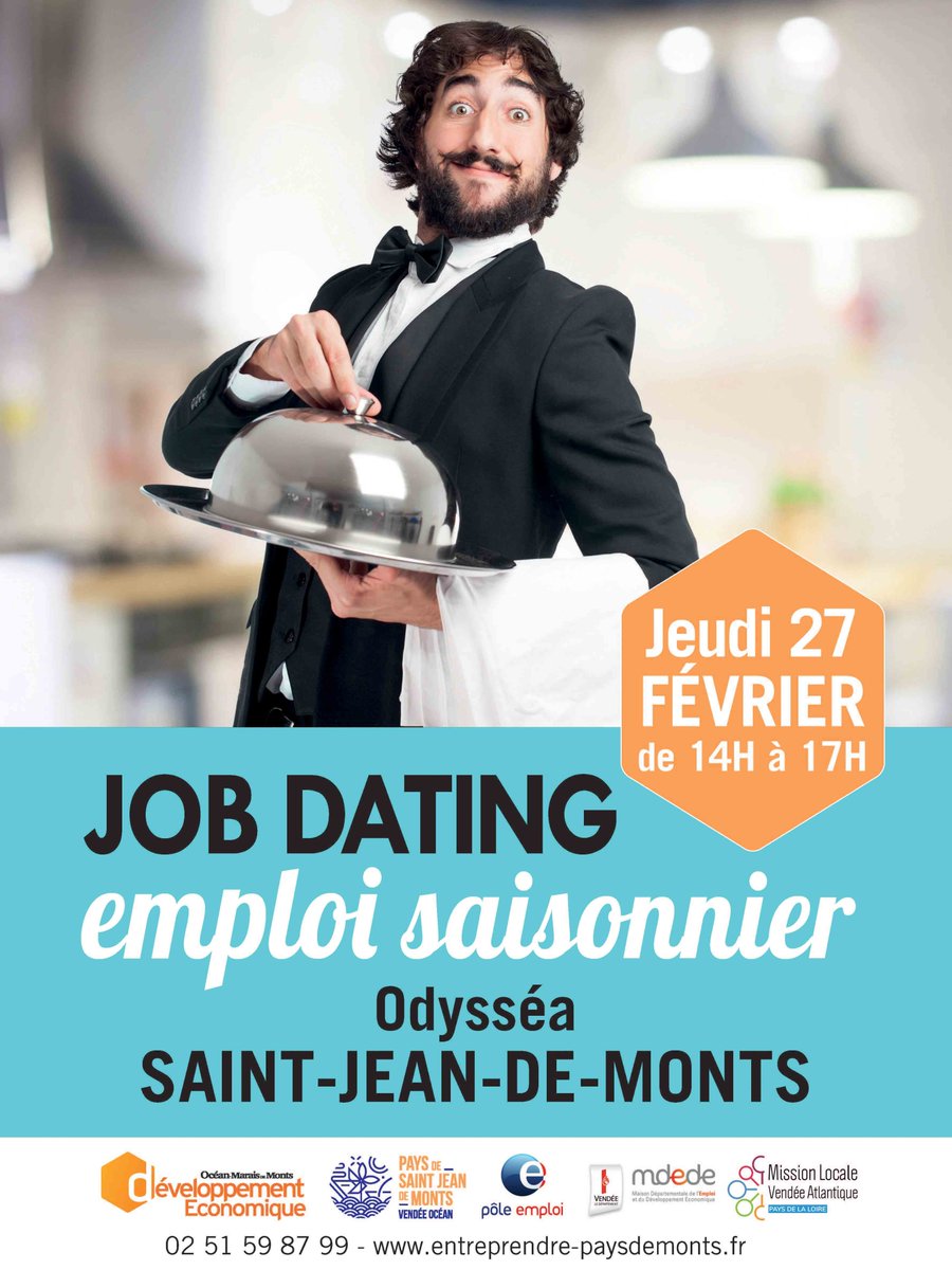 JOB DATING #Emploi #emploisaisonnier jeudi 27 février à 14h à <a href="/stjeandemonts/">Pays de Saint-Jean-de-Monts</a> à Odysséa ! Infos sur oceanmaraisdemonts.fr/Sortir-Decouvr…