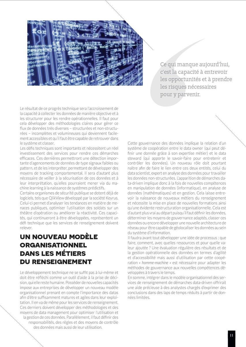 CESED_FR's tweet photo. 🔄 Retour sur un article du pôle Renseignement du #CESED
⚠ L'intérêt des démarches data-driven dans les métiers du renseignement ! @SabbenN
➡https://t.co/xgXV7Qw5jS
#Gouvernance #datadriven #renseignement #transformation #Sécurité #Défense #SDmag https://t.co/31wi4lf18i