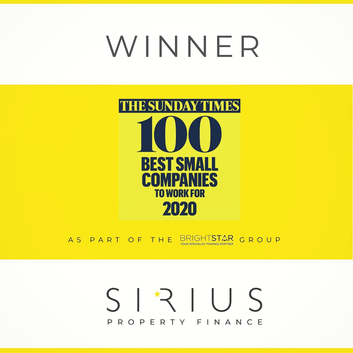 SiriusFinanceUK's tweet photo. Incredibly proud to have been crowned 2020 Best Small Company to work for in the UK by the Sunday Times. The first company to ever achieve a second consecutive win &amp; the highest score in the twenty year history of this prestigious award. Well done team ⭐ https://t.co/Q41yGsX7Tn