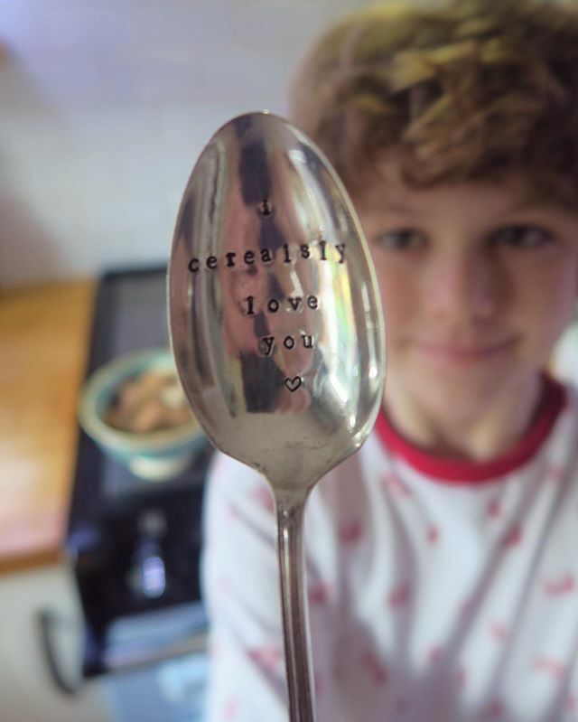 UpAllHours's tweet photo. ‘I cerealsly love you’ Barney!! I got him this spoon for Valentine’s Day. As a cereal lover and someone who religiously uses a favourite spoon 🥄 I thought it was rather fitting! ❤️ #lovehim #favouritespoon #parent #son #mother #valentines #upallhours https://t.co/bEWr1bMabZ