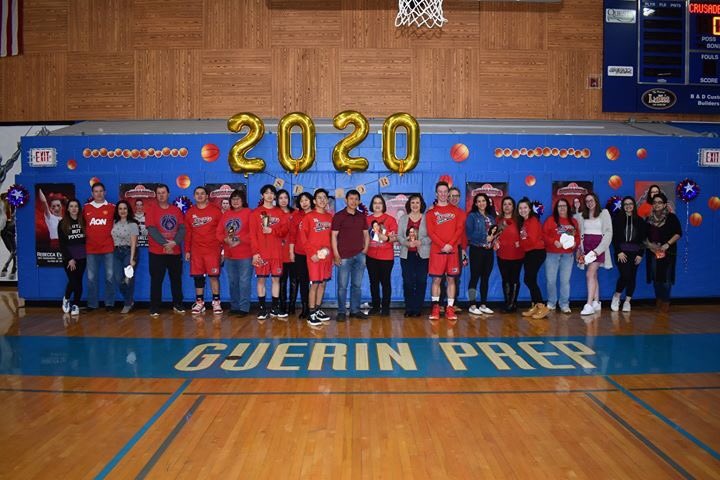 GuerinAthletics's tweet photo. Thank you to everyone who made last week's boys basketball senior night a very special event and helping urge the guys onto victory. It couldn't have gone any better. #CharacterClassCommitment #Crusaders #Family #GuerinPrideForever https://t.co/Dm26aOqG4w