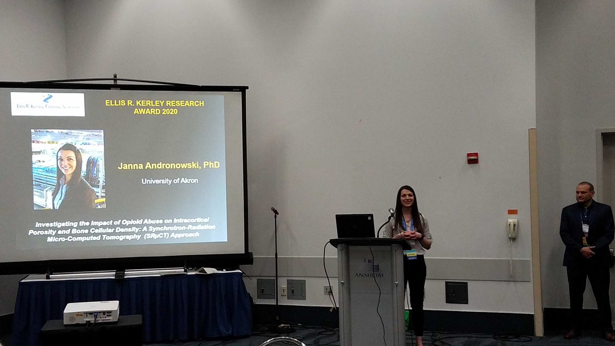 AndronowskiLab's tweet photo. Congratulations to Dr. Andronowski for winning the #AAFS2020 Kerley Research Anthropology Section Award for her work on the effects of prolonged opioid use on bone remodeling. https://t.co/avWLteXKih