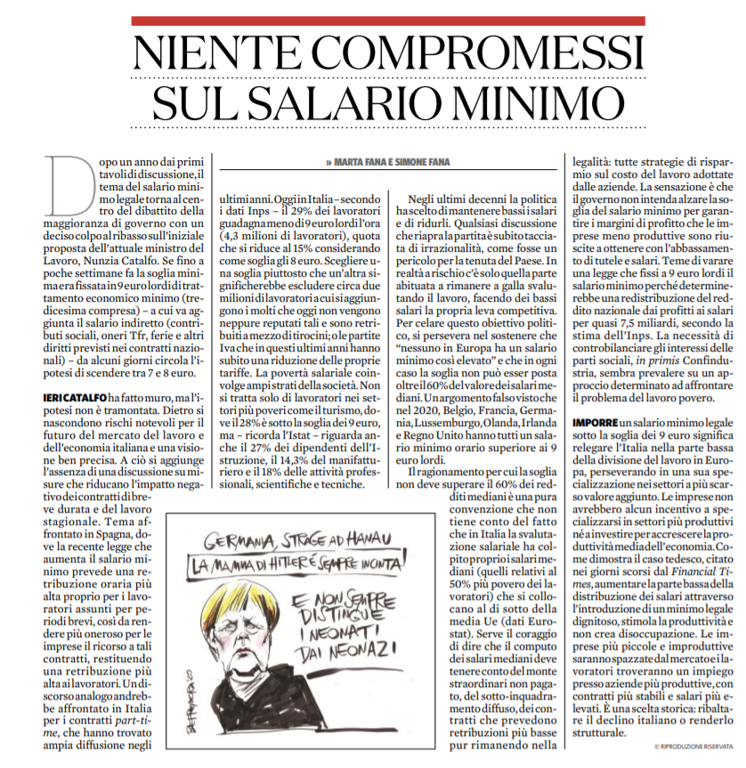 martafana's tweet photo. Niente compromessi usl #salariominimo! Un commento a quattro mani con @SimoneFana per il @fattoquotidiano. #BastaSalariDaFame https://t.co/eIciFaVeqH