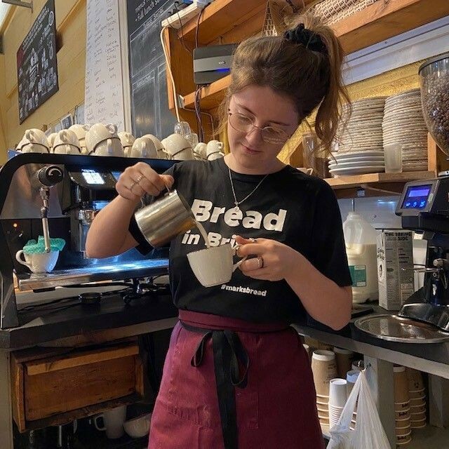 Marks_Bread's tweet photo. This is Maisie one of our FOH team making lovely coffee art as usual. #marksbread #coffee #extractcoffee #coffeeart https://t.co/lw8wLvDWBj https://t.co/kRHDojdkQI