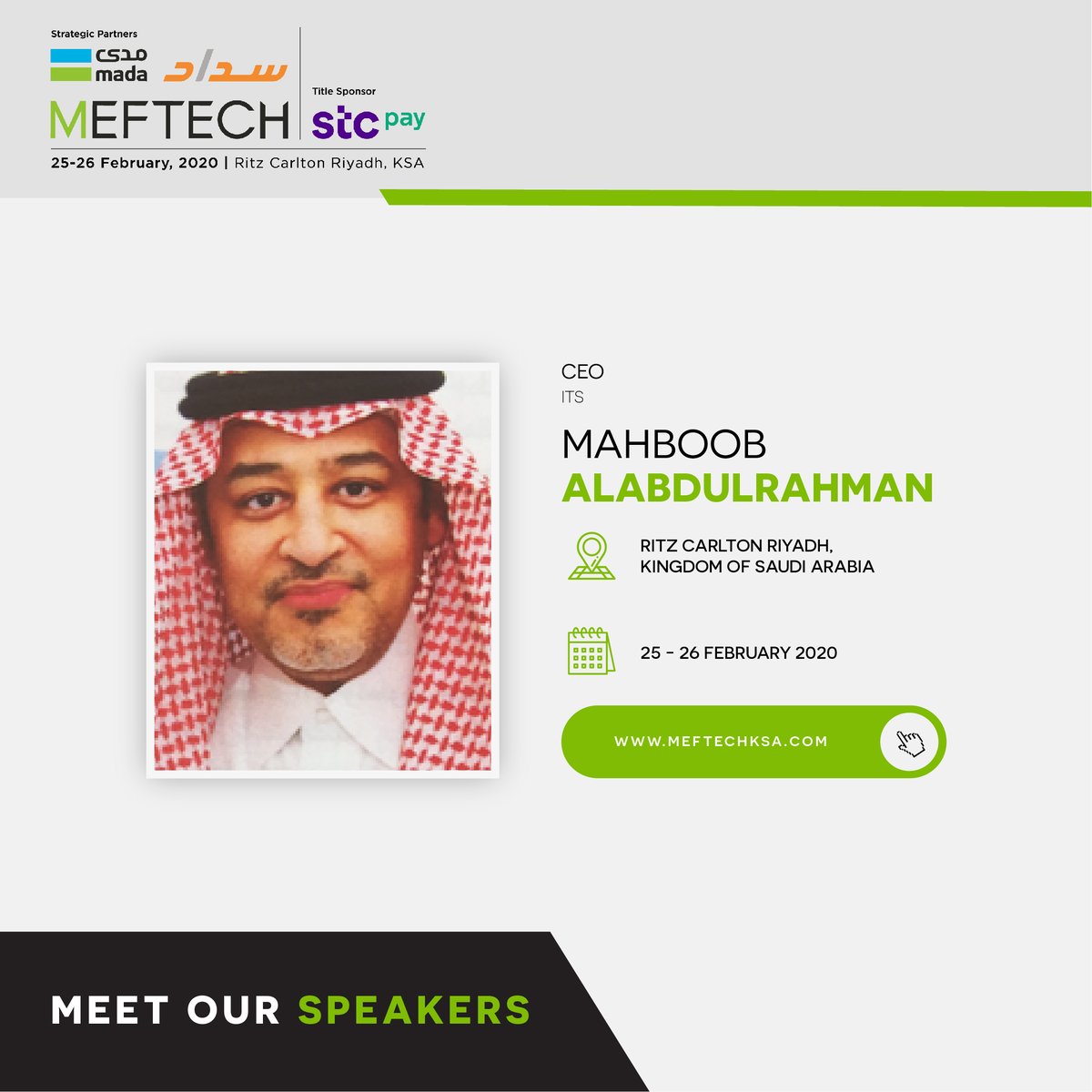 MeftechKSA's tweet photo. Mahboob Alabdulrahman will be talking about “UX & CX: Anticipating user requirements, delivering excellent customer experience” during #MEFTECH 2020. to know more visit:
https://t.co/qXC96UigWE
#meftechksa #finance #technology #saudiarabia #meftech2020 #KSA #banking https://t.co/0yfint89KF