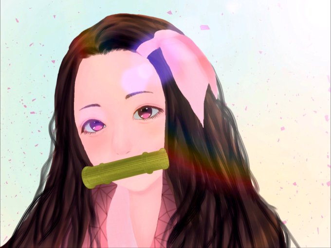 amatouさんがTwitterに投稿した竈門禰豆子(鬼滅の刃)のイラスト。