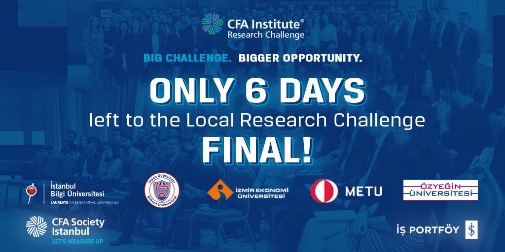 Good luck to all teams in the local final... 🍀
Dream Big!
#bilgiuniversity #bilkentuniversity #izmiruniversityofeconomics #middleeasttechnicaluniversity #ozyeginuniversity #cfa #cfasocietyistanbul