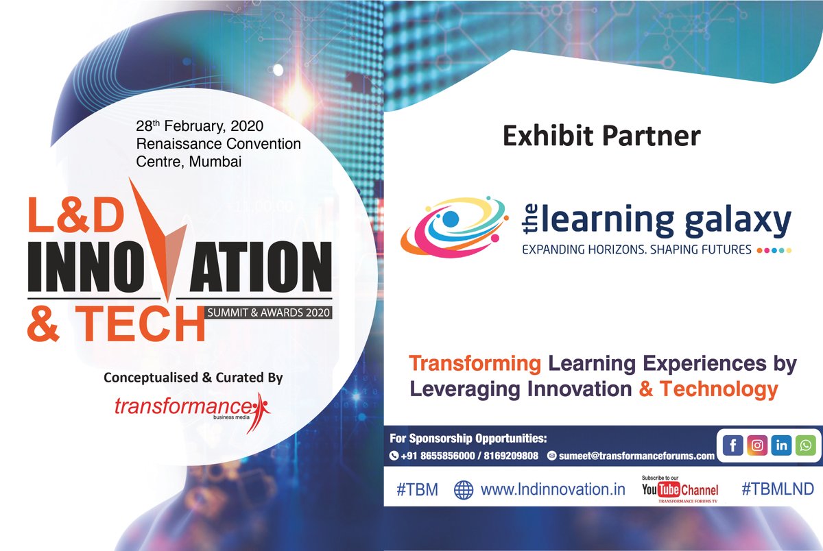 trfforums's tweet image. We welcome our Exhibit partner @dlearninggalaxy for L&amp;amp;D Innovation &amp;amp; Tech. Register lnkd.in/fyxhfZS
#learninganddevelopmentstrategy #Innovation #Gamification #learninganddevelopment #traininganddevelopment #learninganddeveopmenttechniques #learninganalytics #TBM #TBMLND