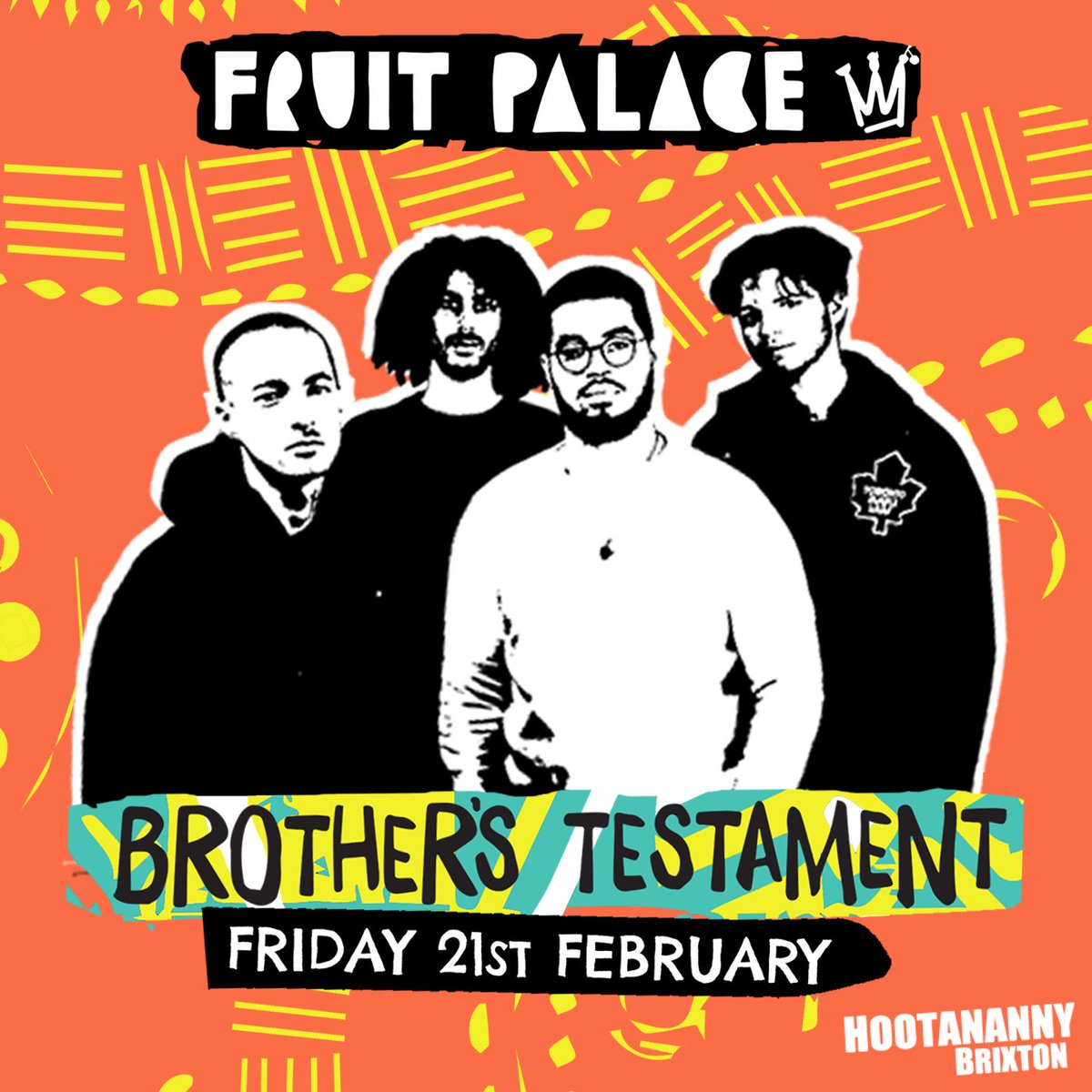 FruitPalaceFP's tweet photo. 🌕 Tonight 🌙
You don't want to miss these cats..
https://t.co/PiKWlzzk7I
Brother's Testament on stage at 10:20pm
FP DJs warming up the place from 10:00pm
Alongside @delesosimi x @medlar (live) &amp; #NebulaSun
See you later x https://t.co/IJYlGbRPRr