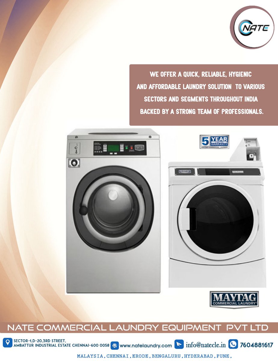 NateCommercial's tweet photo. NATE Commercial Laundry Equipment sale!!!

Call us>> +91 76048 81617
Visit>>https://t.co/xt833YlAr5

#Chennai #Bangalore #Hyderabad #Pune #Kerala #Washingmachine #LaundryBusiness #Dryer #Washer #TechnicalSupport #Seller #Services #SaleIndia https://t.co/FXuVh0NP2G